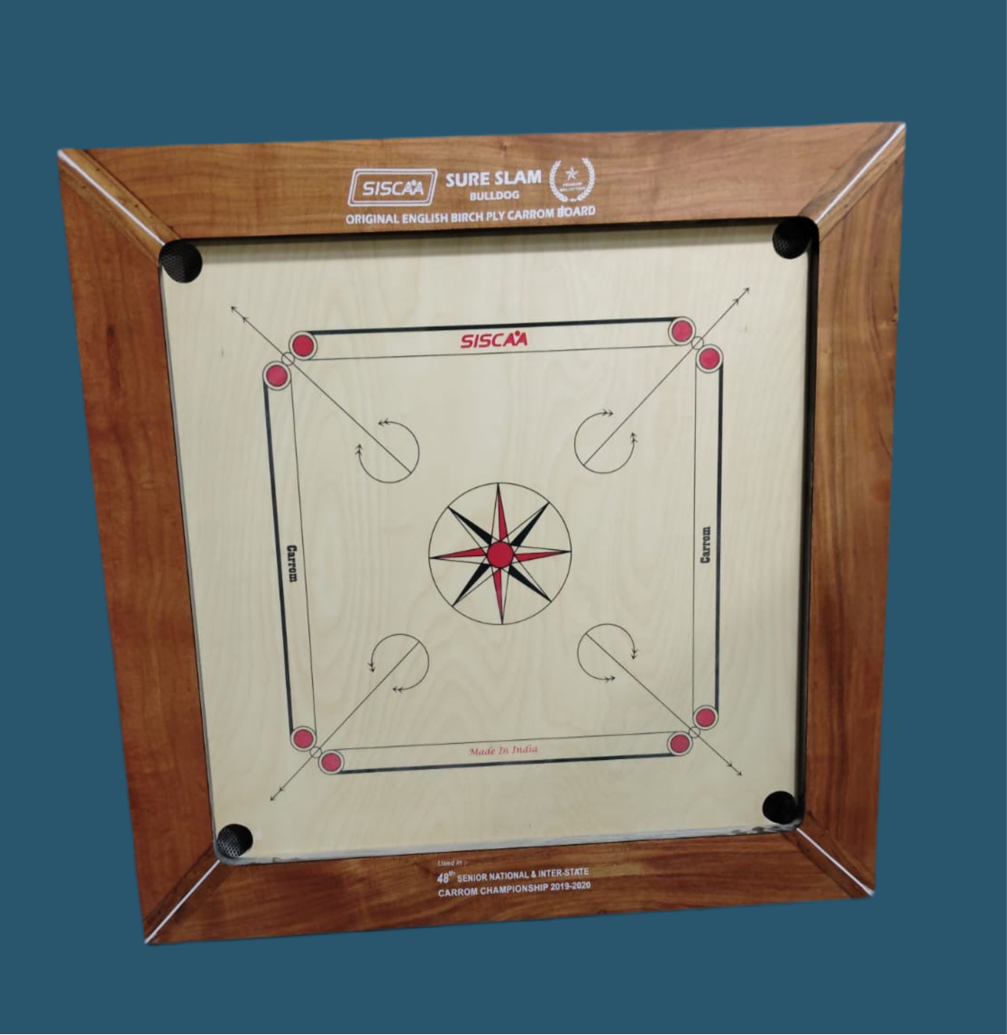 Carrom Board Siscaa Bulldog Sure Slam Natural Brown (English Birch Plywood)