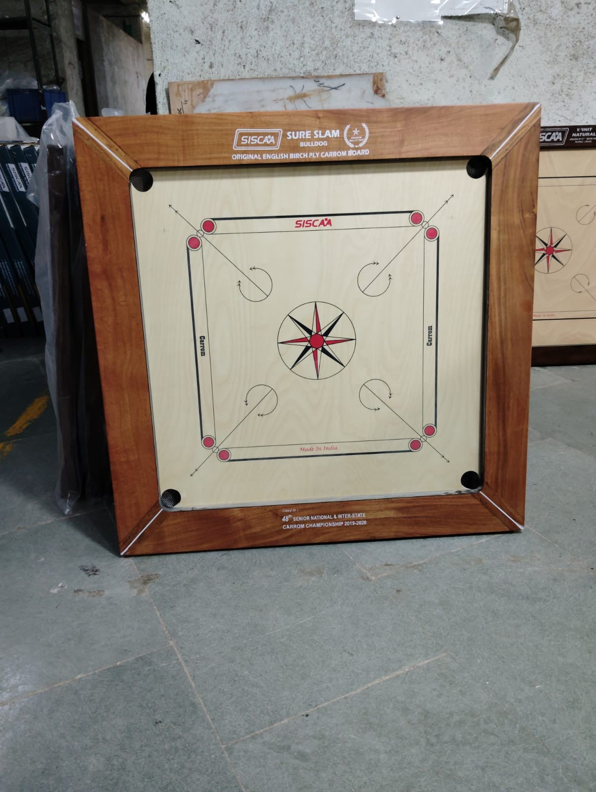 Carrom Board Siscaa Bulldog Sure Slam Natural Brown (English Birch Plywood)