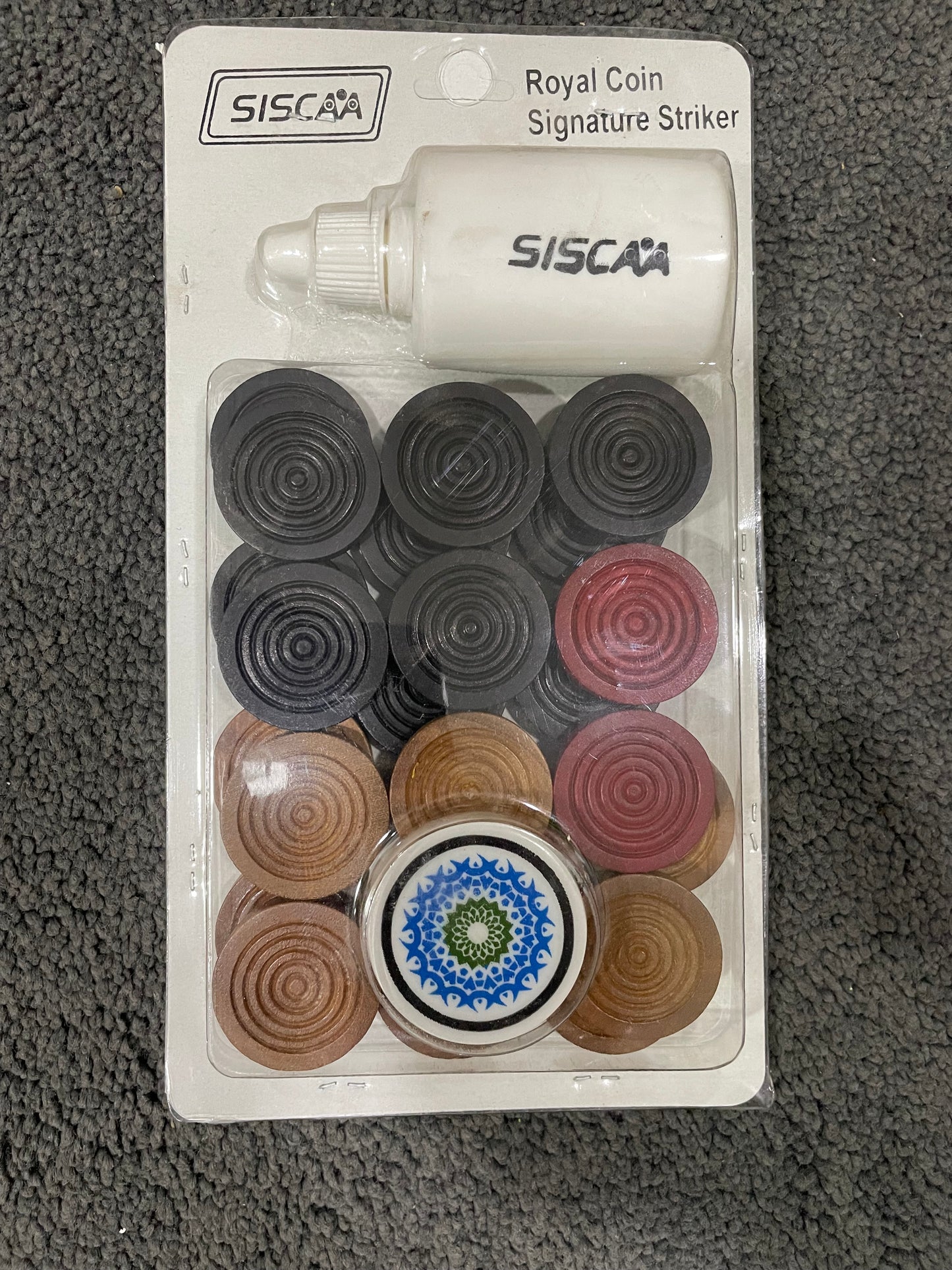 Carrom board coins blister pack